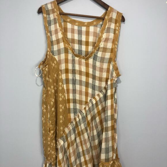 Free People No Stress Midi Dress Plaid Mixed Print in Autumn Size M - Picture 10 of 11